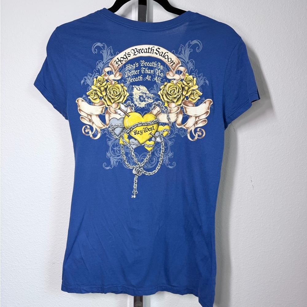 Hog’s Breath Saloon Key West Blue Baby Tee USA XL Y2K - Picture 2 of 10